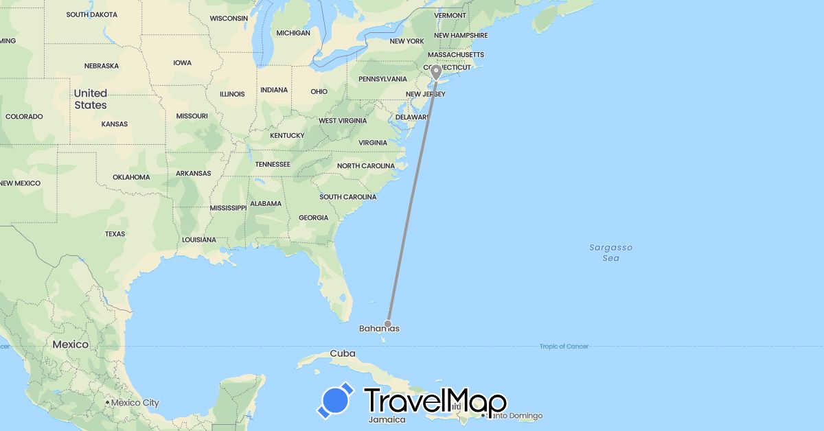 TravelMap itinerary: driving, plane in Bahamas, United States (North America)